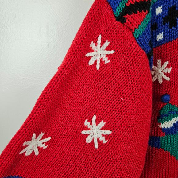 Vintage 80s Amanda Smith Winter Ugly Sweater Sz M Red Blue Pullover - Picture 2 of 8